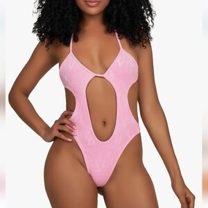 NEW Waydamin Monokini Pink Terry One Piece Bodysuit Swim Sz XL NWT $60